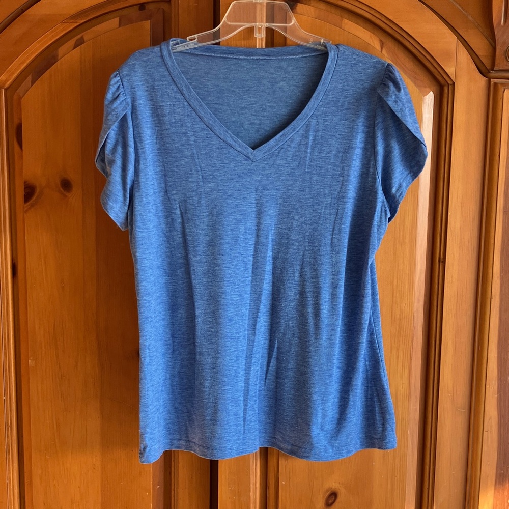 Blue V-Neck Women's Top